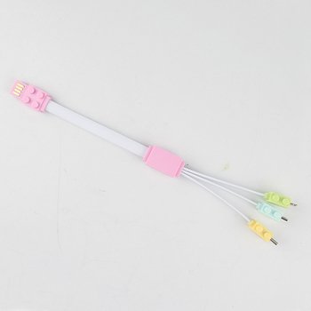三合一ABS充電線-積木造型USB數據線集線器_2
